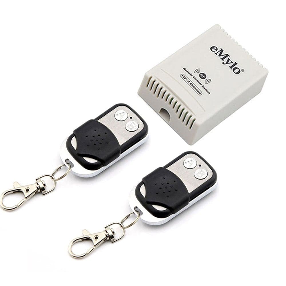 eMylo DC 12V 2CH RF Relay Smart Wireless Remote Control Light Switch Garage Door Remote Opener 433Mhz Transmitter with Relay Receiver