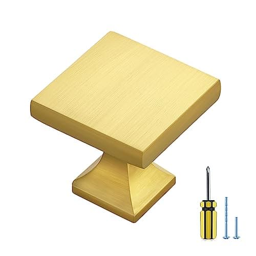 Ravinte 30 Pack Square Brushed Brass knobs Cabinet Kitchen Hardware Dresser Drawers Cabinet Door Knobs with Screwdriver