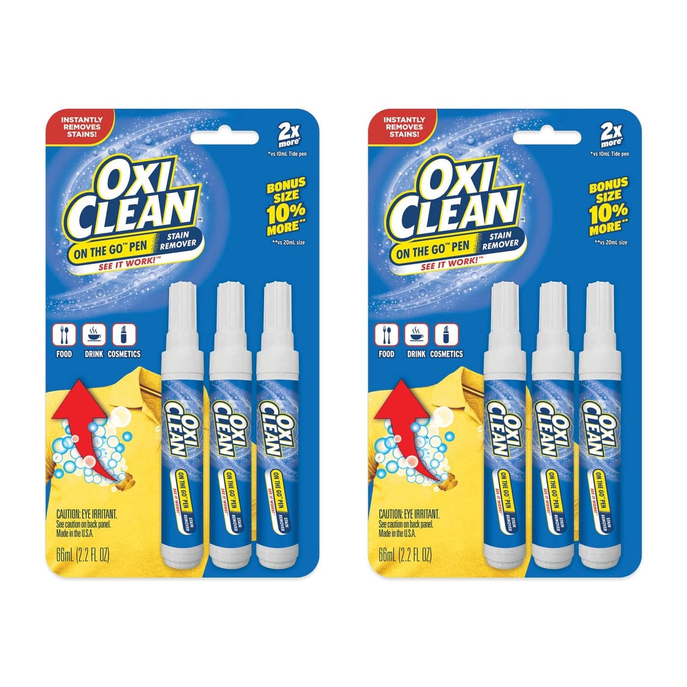OxiClean On The Go Stain Remover Pen for Clothes and Fabric to Go Instant Stain Removal Stick 6Count