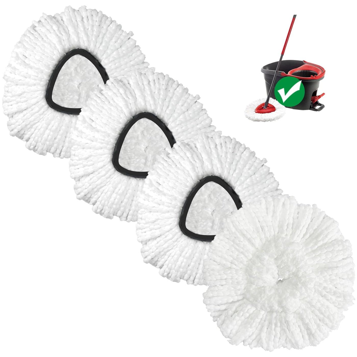 Mop Head Replacement 4 Pack Spin Mop Refill Replace Head Compatible for Oceda EasyWring 1Tank System Microfiber Machine Washable Not Easy to Dislodge