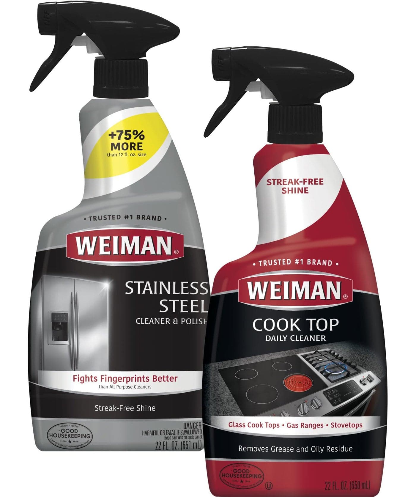 Weiman Disinfecting Stovetop Cleaner & Stainless Steel Cleaner - 22 Ounce - Daily Appliance Kitchen Cleaning Kit