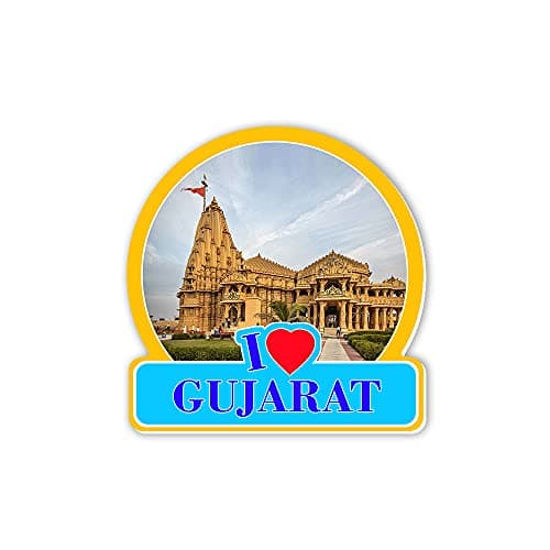 REGALOCASILA Souvenir Fridge Magnet I Love Gujarat Somnath Temple Home Decoration Kitchen Decor Accessories