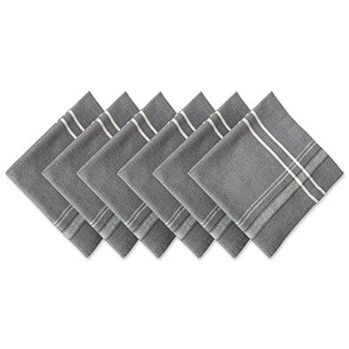 DII French Stripe Tabletop Collection Farmhouse Style Dining Table Linen Napkin Set, 20x20, Gray Chambray, 6 Piece