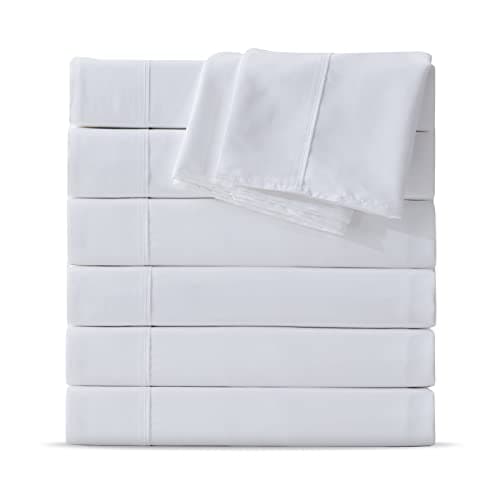 Maple&Stone King Flat Sheet 6 Pack,Premium Soft & Breathable,Brushed Microfiber Fabric, Anti-Shrinkage & Non-Fading,Bulk Flat Sheets Only King Size (White)