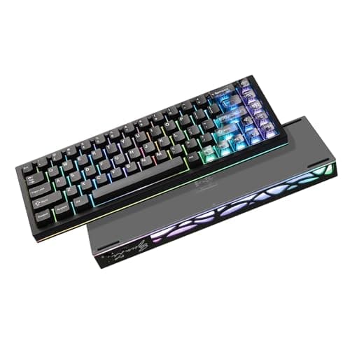 YUNZII AL65 Wireless Mechanical Keyboard, Full Aluminum CNC,Support QMK/VIA Software Gasket Structure,60% Hot Swappable with RGB Backlit BT/2.4G/USB-C for Mac/Windows(Black, Milk V2)