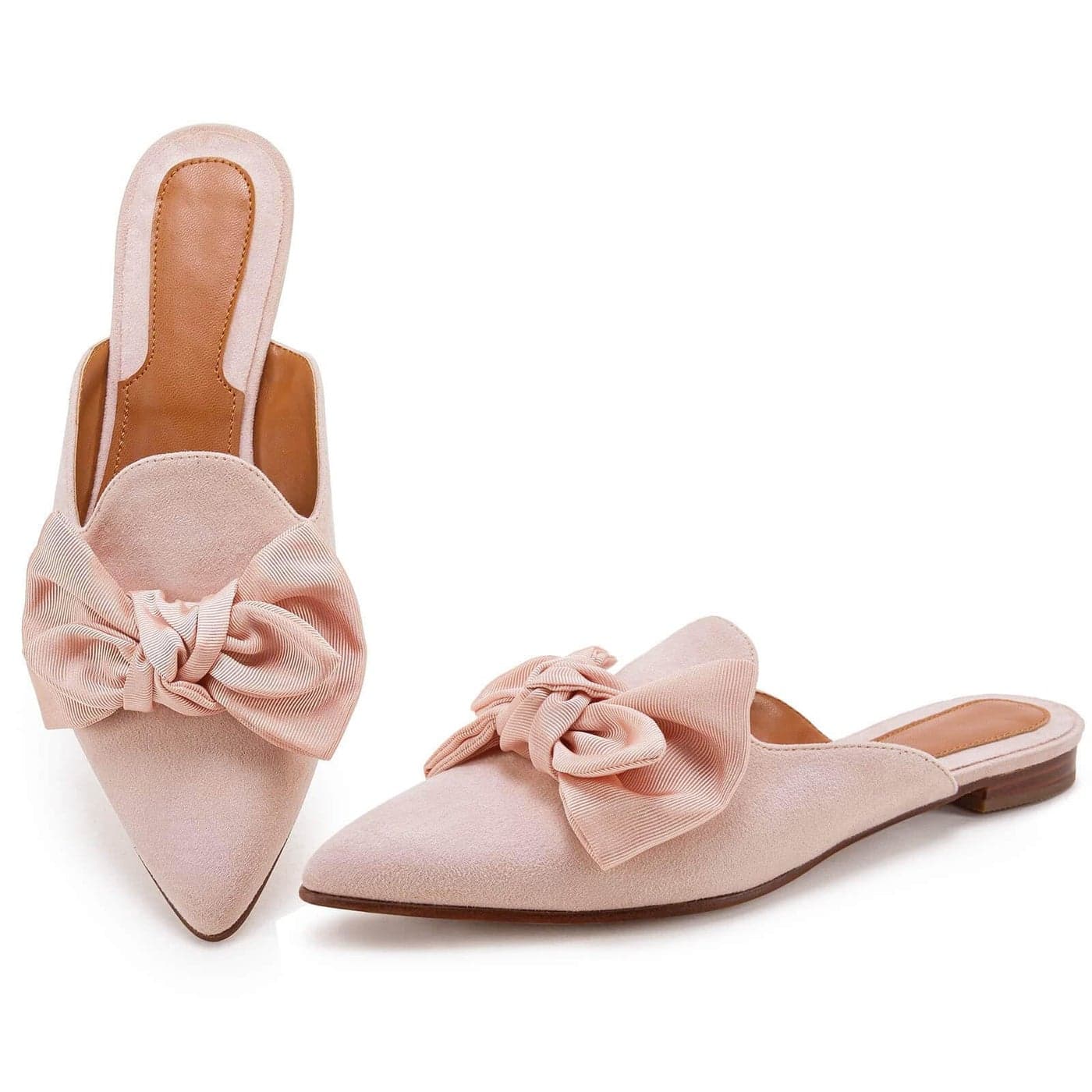 Rilista Mules for Women Slip On Comfortable Pointed Toe Womens Blackless Loafers Womens Flats for Womens Mules Clogs Pink
