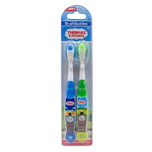 Thomas and Friends Kids Toothbrush Twin Pack Manual Toothbrushes for Toddlers and Children Soft Bristles Character Toothbrush for Boys and Girls Ages 3 Plus Green and Blue