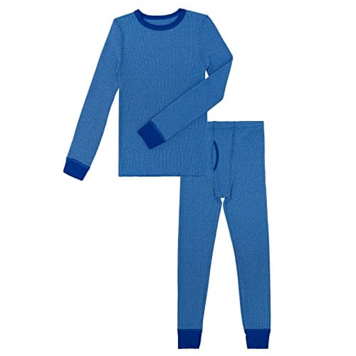 Fruit of the Loom Premium Boy's Thermal Waffle Set, Royal/Aqua Cross Dye, 6-7