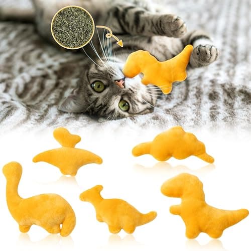MALLMALL6 Catnip Toys for Cat 5Pcs Dino Nuggets Cat Toy Indoor Kitten Chew Bite Kick Dinosaur Chicken Nugget Catmint Interactive Pet Supplies Cute Pet Gifts for Kitten Lover