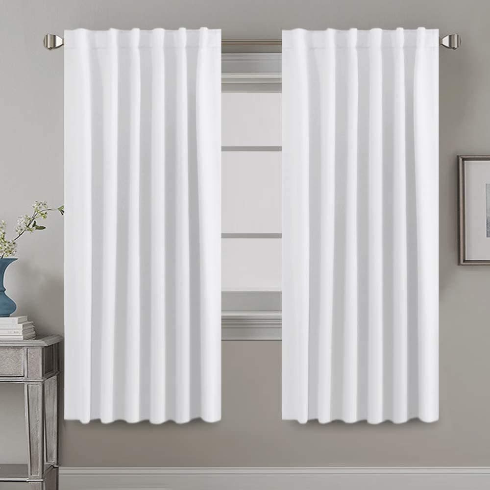 HVERSAILTEX White Curtains Thermal Insulated Window Treatment Panels Room Darkening Privacy Assured Drapes for Living Room Back TabRod Pocket Bedroom Draperies 52 x 72 Inch 2 Panels