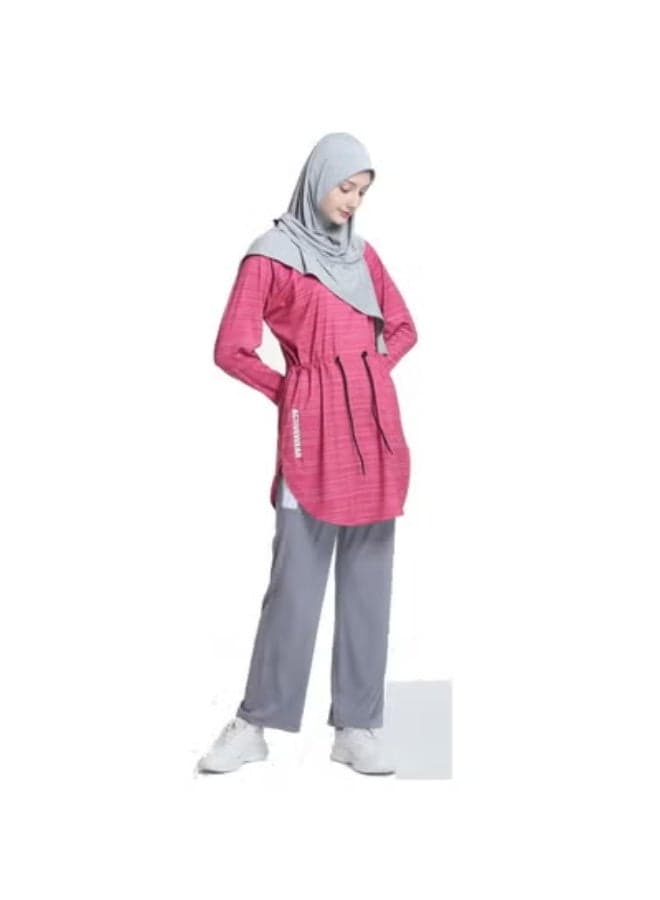 Modest Women's Activewear Set – Loose-Fit Top + Elastic-Waist Jogger Pants + Soft Full-Cover Hijab, Breathable Fabric, Ideal for Daily Wear & Sports