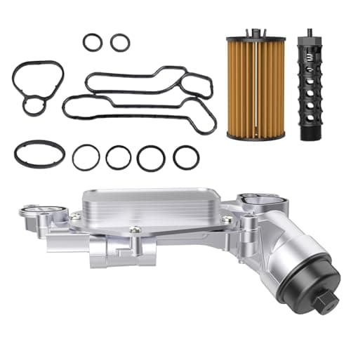 Aluminum Engine Oil Cooler Compatible with Chevy Cruze Limited Sonic Aveo 5 Malibu Hybrid Buick Cascada Pontiac G3 Saturn Astra, Replaces 12992593 Oil Filter Housing Adapter Assembly