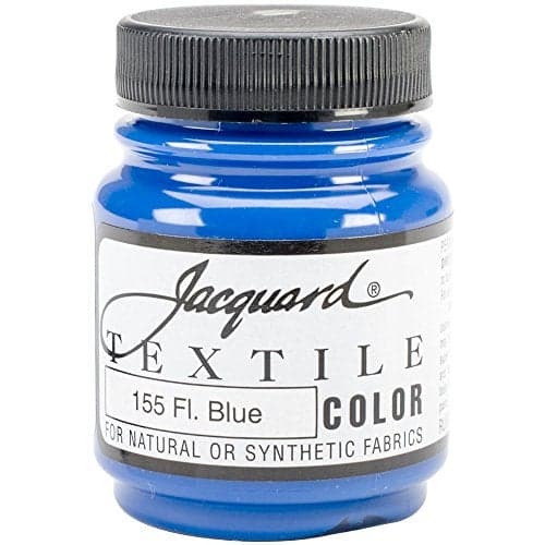 Jacquard Textile Color Fluorescent Blue - Permanent Fabric Paint for Clothes, Furniture Upholstery, Shoes or Tote Bags – Indoor & Outdoor Fabric Paint – 2.25 Oz Jar, Upholstery Fabric Paint