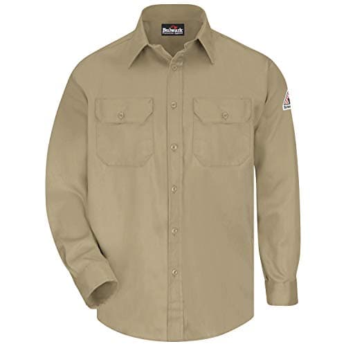 Bulwark FR unisex adult Long Sleeve Shirt, Khaki, Medium Regular US