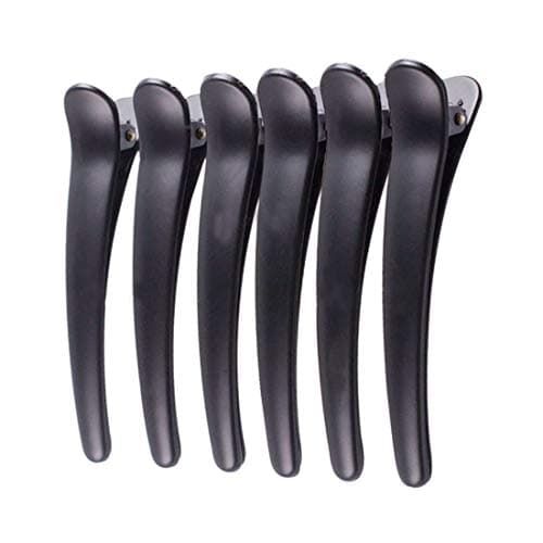12PCS Matte Black Plastic Metal Alligator Hair Clips Professional Hairdressing Salon Hair Barrettes Duck Bill Teeth Non Slip Clips for Hair Styling and Sectioning (Length -3.7in)