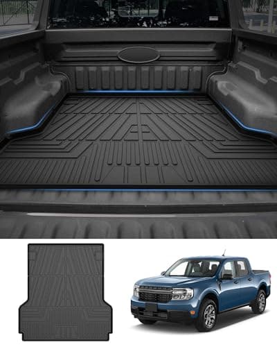 Powerty Truck Bed Mat for Ford Maverick Gas Hybrid XLXLTLariat Models 2022 2023 2024 2025 2026 Accessories All Weather Truck Bed Liner TPE Pickup Bed Mat Black