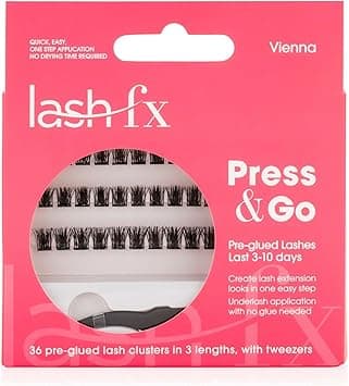 Lash FX Press Go PreGlued Cluster Lashes Vienna Flirty and fluffy adding wispy volume with an elegant touch perfect for a natural yet enhanced look 36 Clusters in 3 Lengths with Tweezers