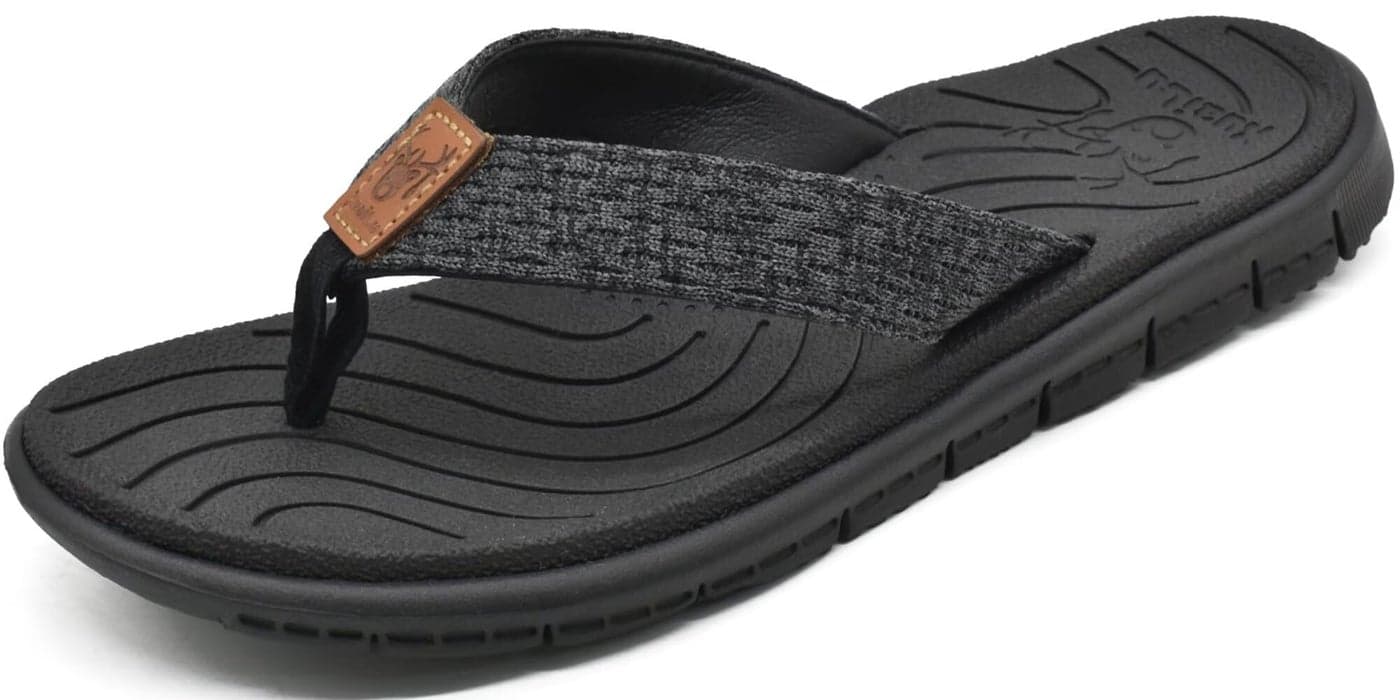 KuaiLu Womens Casual Flip Flops Comfortable Yoga Mat Arch Support Memory Foam Comfort Cushion Summer Beach Pool Slip on Walking Thong Sandals Ladies Orthotic Recovery Plantar Fasciitis Black Size 9