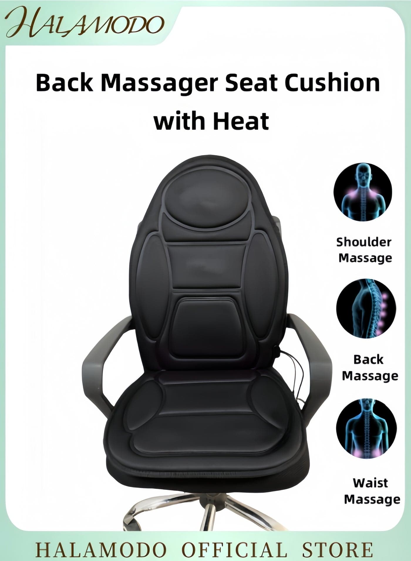 Back Massager with Heat Massage Seat Cushion with 5 Vibrating Motors Massage Chair Pad Deep Tissue Vibration Massger for Back Pain Relief Car Home Dual-use Back Massager Gifts for Men & Women