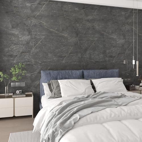 JSEVEM 31354 Extra Wide Thick Large Size Dark Grey Cyan Gold Marble Wallpaper Peel and Stick Glossy Gray Cyan Marble Contact Paper Faux Granite Wall Sticker for Bedroom Bathroom Living Room Walls