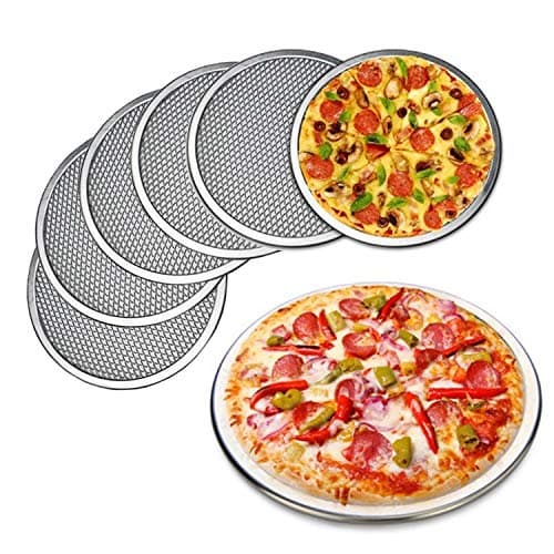 6 Packs Aluminum Alloy Pizza Pan with Holes, 8 Inch Commercial Grade Pizza/Baking Screen for Oven Round Pizza Crisper Tray Pizza Baking Tray for Home Restaurant, Seamless (8-Inch, Pack of 6)
