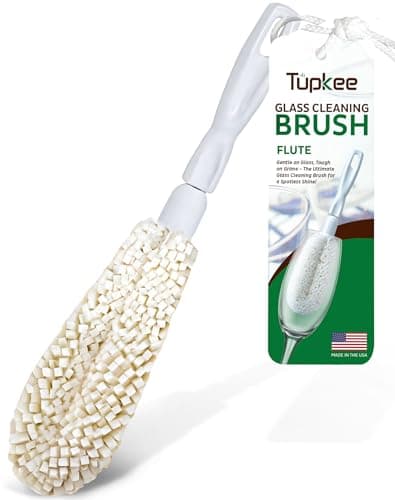 Tupkee Wine Glass Cleaning Brush Soft NonScratch Foam Bristles Dishwasher Safe Flute and Stemware Wine Glass Cleaner Brush for Crystal Champagne Glasses Bottle Mug Tumbler Made in the USA