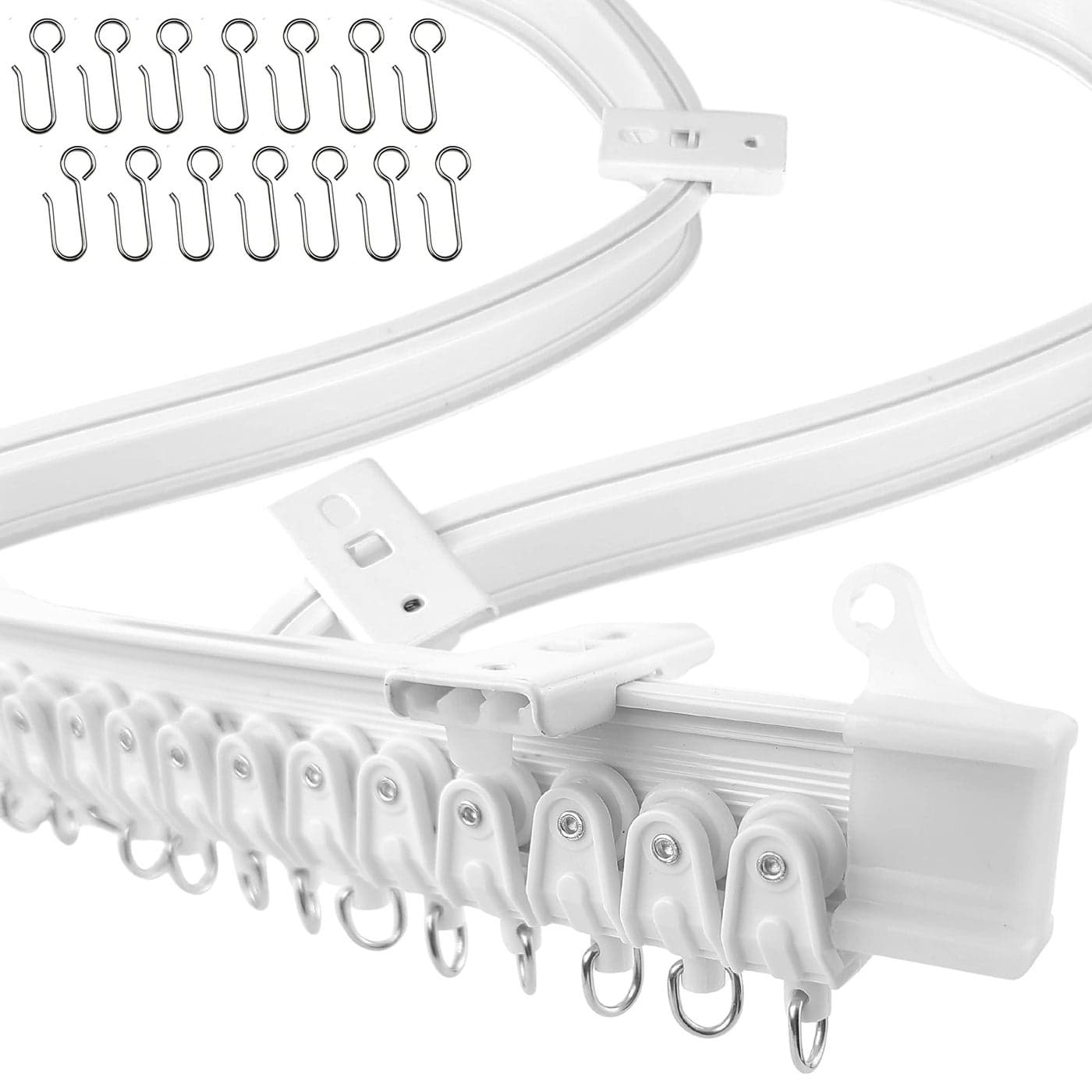 UrbanRed Flexible Bendable Ceiling Curtain Track 394 ft 12 m Mount for Rail with Curtain Tracks System Room Divider Curtains Rod RV Ceiling Track for Curtains Long Curved Hospital System White