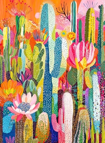 Cross Glory Cactus Inferno The Desert in Bloom 1000 Piece Jigsaw Puzzle for Adults Vibrant Desert Cactus Puzzle Best New Abstract Puzzle Challenge
