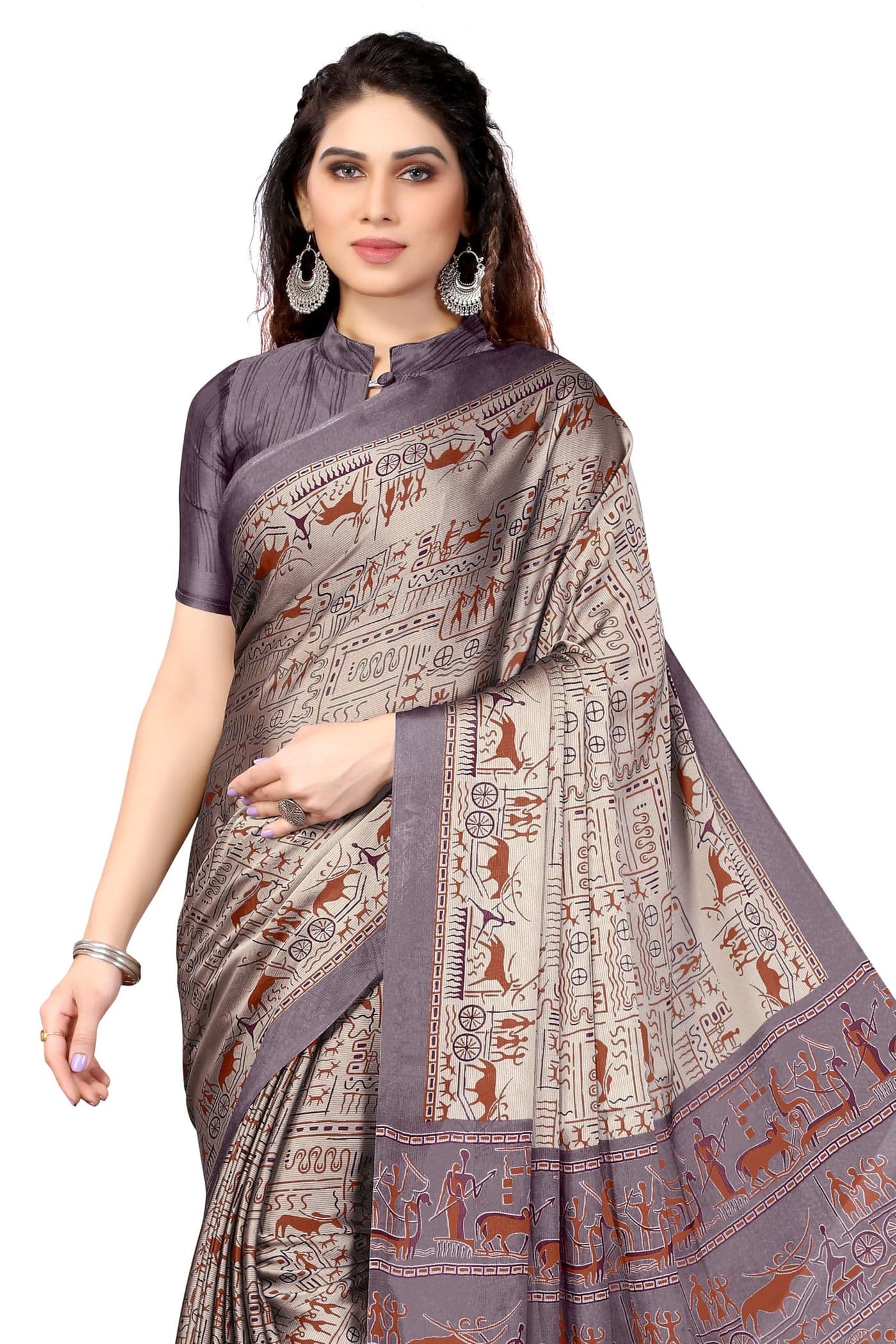 MIRCHI FASHION Chiffon Georgette Sarees for Women with Blouse Piece (25761A-Brown)