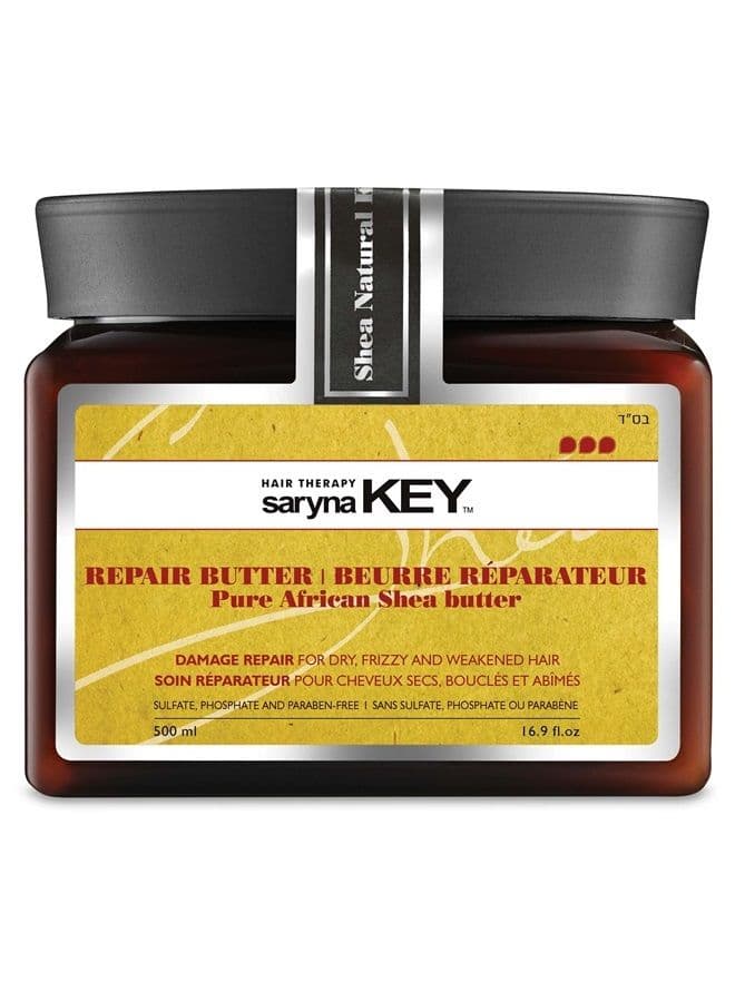 Damage Repair Treatment Butter Mask - African Shea Butter for Dry Hair Treatment - Rejuvenating Butter Moisturizer with Natural Keratin and Vitamins A, E, F (500ml/16.9oz + Hand Cream)