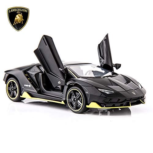 BDTCTK 132 Lambo LP770 Car Model Toy Child Sound and Light Pull Back Car Zinc Alloy Toys for Kids Boy Girl Gift Black