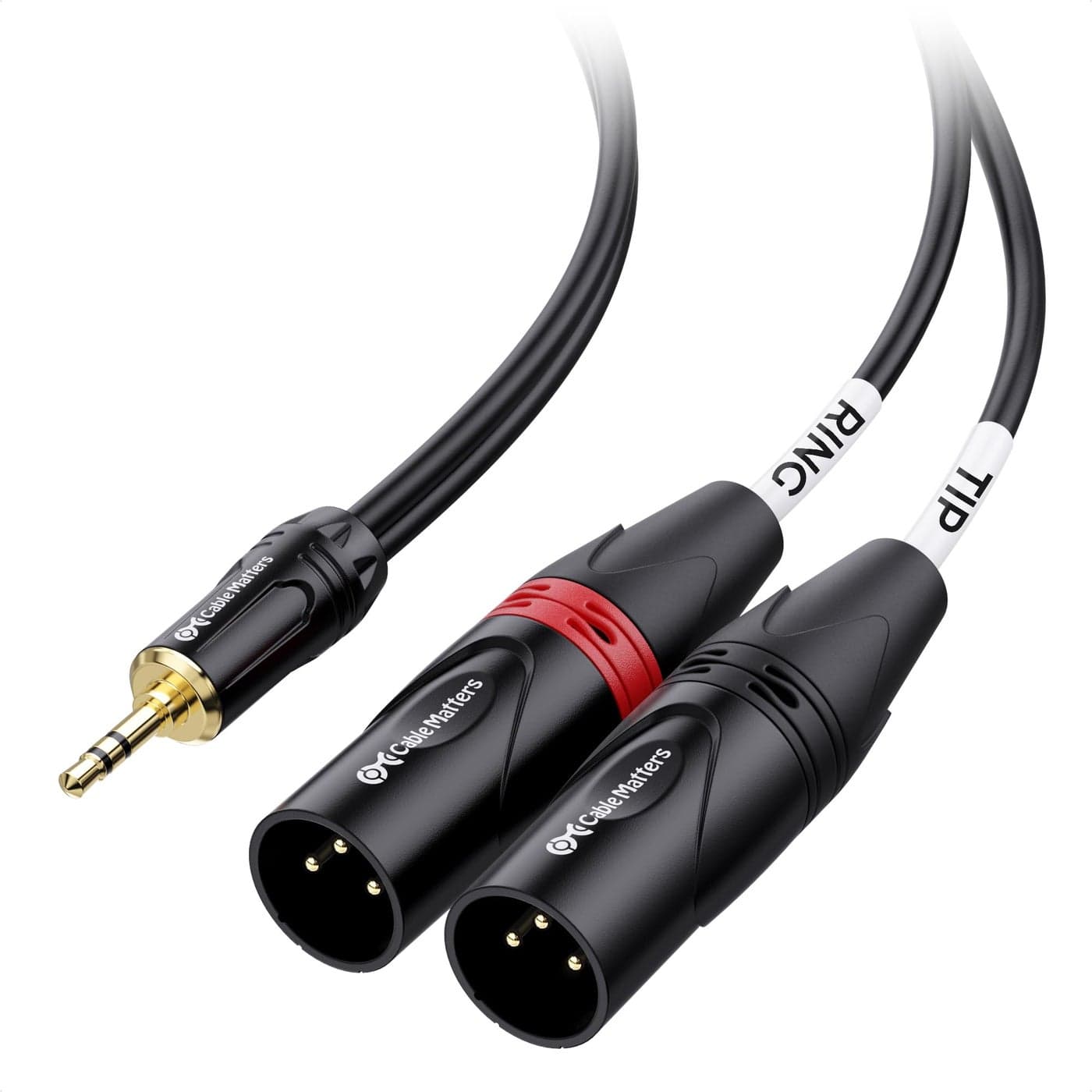 Cable Matters 3.5mm 1/8 Inch TRS to 2 XLR Cable 3 ft, Male to Male Aux to Dual XLR Breakout Cable
