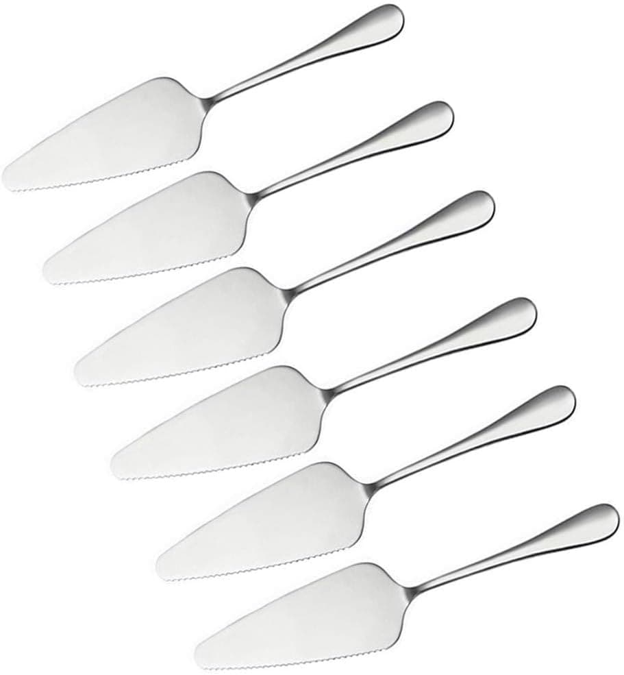 Cake Server Set Wedding Pie Cutting Set 6 Pcs Pizza Server Stainless Steel Pie Cutter with Smooth Edge and Exquisite Pattern for Pastry Dessert Pizza Silver