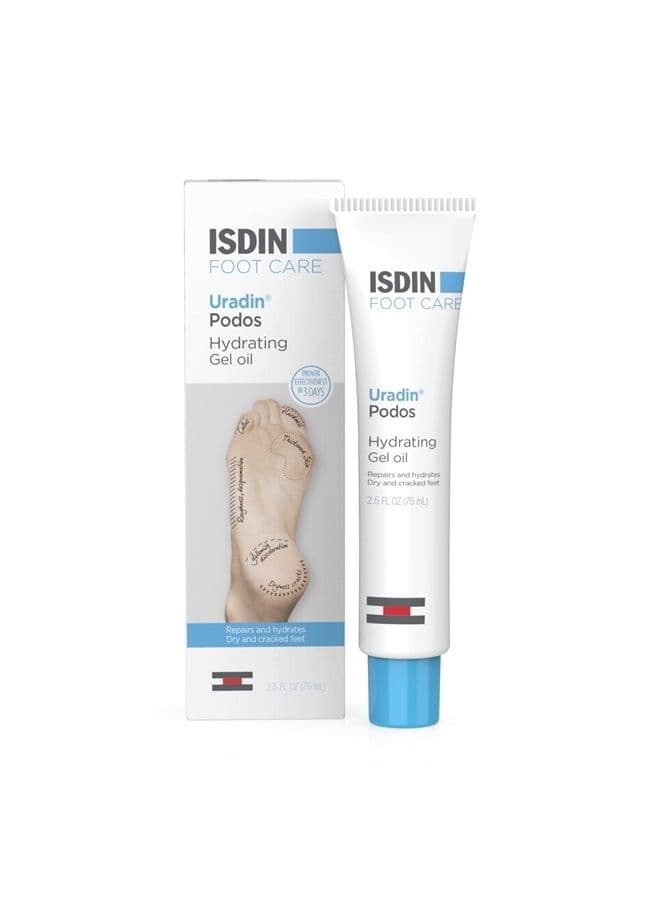 Foot Care Cream, Uradin Podos Gel Oil, Repairs and Hydrates Dry and Cracked Feet, 10% Urea, Fast Absorbing, Dermatologically Tested, 2.5 Fl Oz