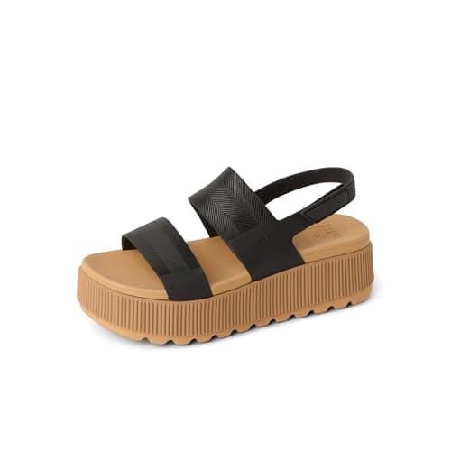 REEF Womens Water Vista Higher Platform Sandal Water Friendly Adjustable Strap BlackTan 8