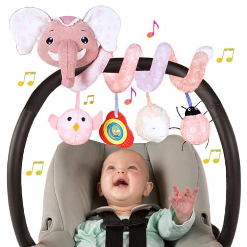 Musical Owl Rattle Sheep Pink Elephant Car Seat Toys for Babies 06 Months Hanging Stroller Toys for Baby Girls 36 Month Newborn Girl Infants Baby Birthday Gift Toy 012 Months