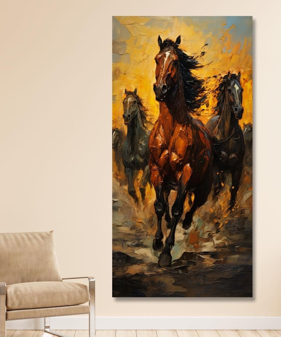 SAF paintings Unframed Rolled Art Print Running Horse Canvas Wall Art Print for Home Dcor And OfficeUnframed canvas Painting For Wall decorHome wall and Office Interior CR205