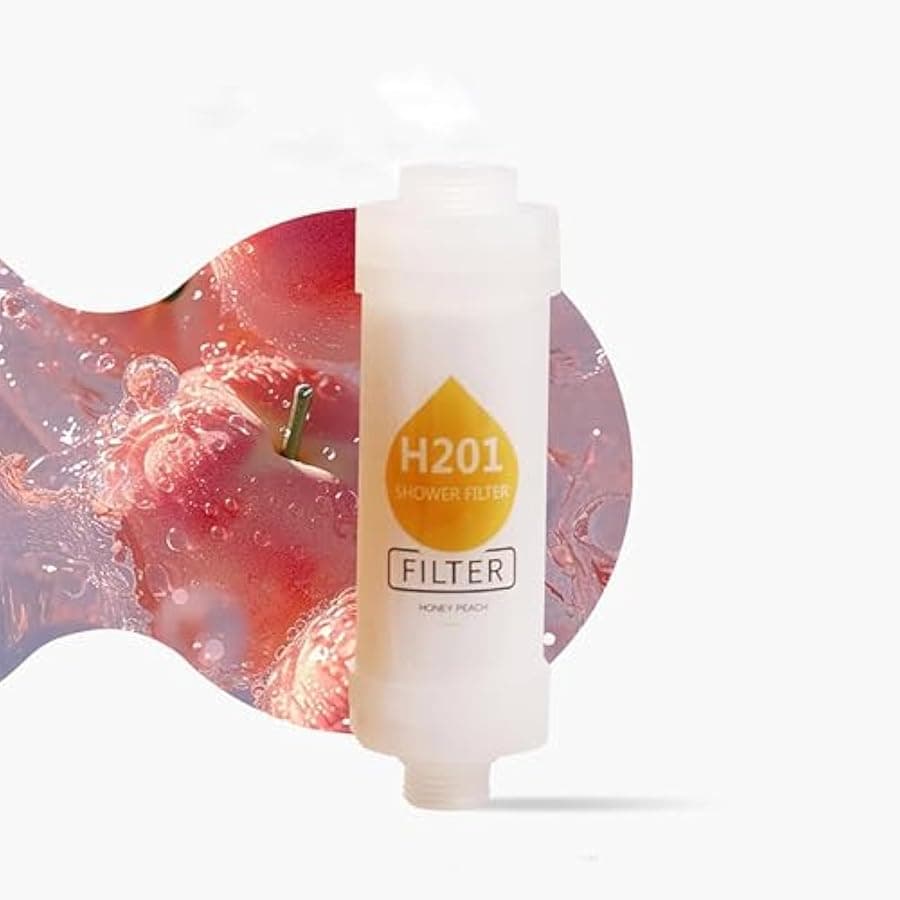 Shower Head Filter Bathroom Accessories for Hard Water Filter Vitamin C Replacement Cartridge Remove Chlorine Fluoride Heavy Metals Improves Skin Condition Protects Hair Peach Scent