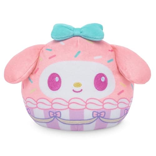 TeeTurtle My Melody Reversible 4 Cupcake Scented Plushie Cute Kawaii Sanrio Hello Kitty and Friends Soft Stuffed Animal Smells Like Cake