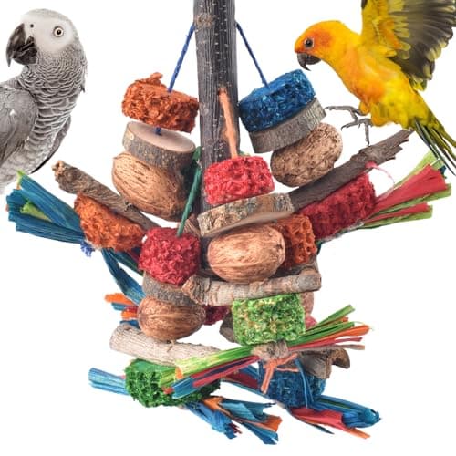 Bissap Bird Chew Toys Natural Bark Corncob Nuts Parrot Toys and Treats for Conure Cockatoo Parakeet Budgies Cockatiel Lovebirds Pets Cage Bite Toy