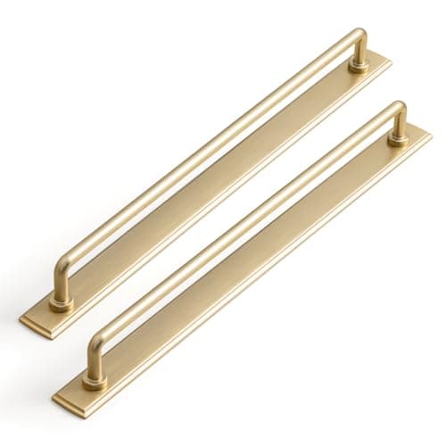 Yanxia Set of 2 12 58 Inches Center to Center SleekTouch Champagne Bronze Cabinet Pulls with Backplate Modern Handles for Kitchen Bathroom Drawers Zinc Alloy Made Hardware