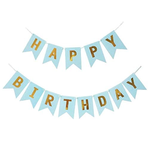 HK balloons Happy Birthday Banner Decoration For Boys, Girls, Boyfriend, Girlfriend, (Light Blue Bunting Banner)