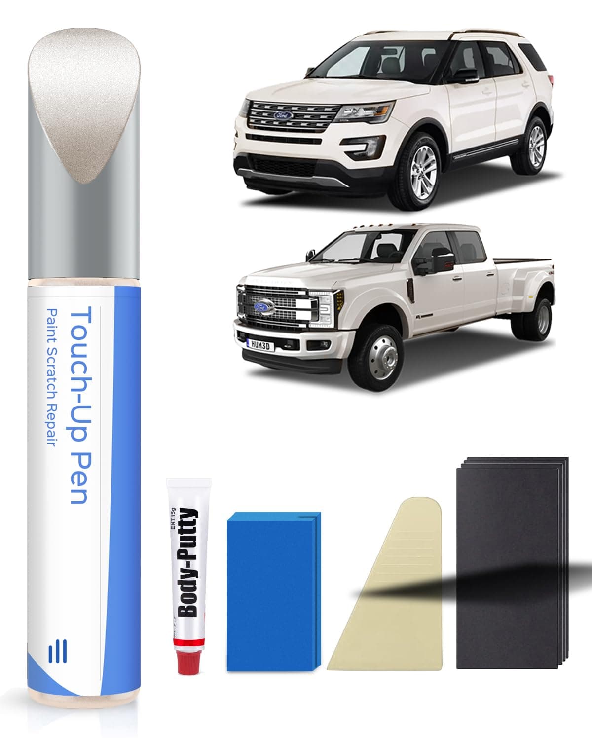 PARTS4EV White Platinum MetallicUG Touch Up Paint Repair Kit Compatible with Ford DIY Kit Exactly Matches Chips and Nicks