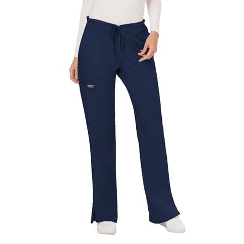 Cherokee Scrubs for Women Mid Rise Moderate Flare Drawstring Pant with 5 Pockets, Ultra Soft & Breathable Fabric - WW120 - WW120, XXS, Navy