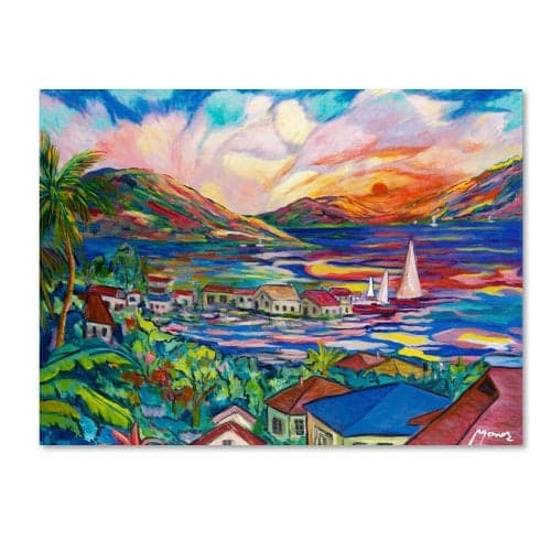 Trademark Fine Art Sunset Canvas Wall Art by Manor Shadian, 18 by 24-Inch