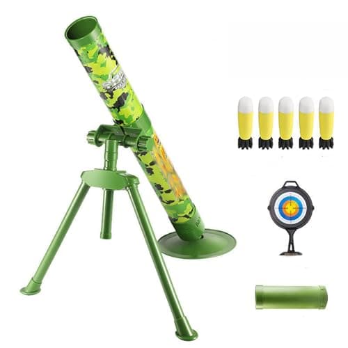 Mortar Launcher Playset for Kids 612 Years Old Soft Foam Rocket Kids Play Set with 5 Safety Foam Shells for Boys and Girls Five Shells Green
