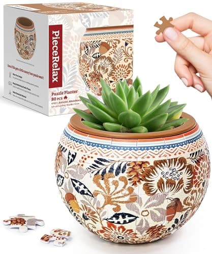 PieceRelax 3D Puzzle Planter 80 Pieces Autumn Abundance Home Decor Flower Pots for Indoor Cactus Succulents Pots K1127