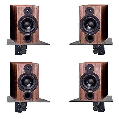 Audiovan Shelf Speaker Wall Mount, Speaker Stand, Speaker Wall Mount (4 x 4 Inches) 4 Pcs Pack