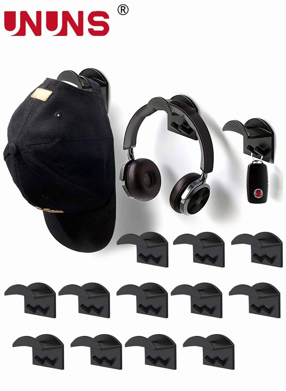 12 PCS Hat Rack For Wall,Hat Hook For Baseball Caps,Upgraded Adhesive Hat Holder,No Drilling,Strong Hat Hooks For Ear Headbands