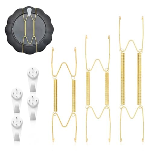 Fozite Decorative Plate Hangers for the Wall – 3 Sizes of 6/8/10 Inch Plate Hangers for Display with 4 Pack Wall Hooks, Invisible Wire Heavy Duty Plate Holders for Displaying or Picture Hanging
